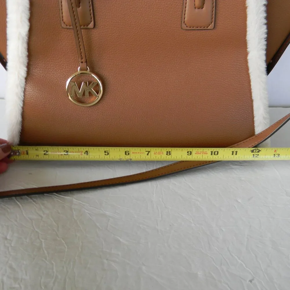 NWT MICHAEL KORS AVRIL LARGE LUGGAGE/SHERPA LEATHER SATCHEL CROSSBODY BAG - Picture 3 of 9